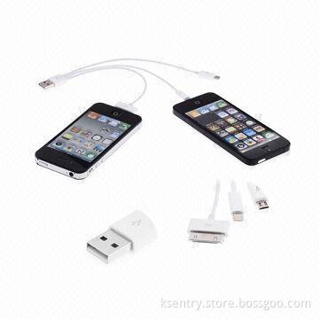 3-in-1 Charging Sync USB Cable for iPhone 5/iPhone 4S/Samsung Galaxy S4/HTC One, Comes in Black